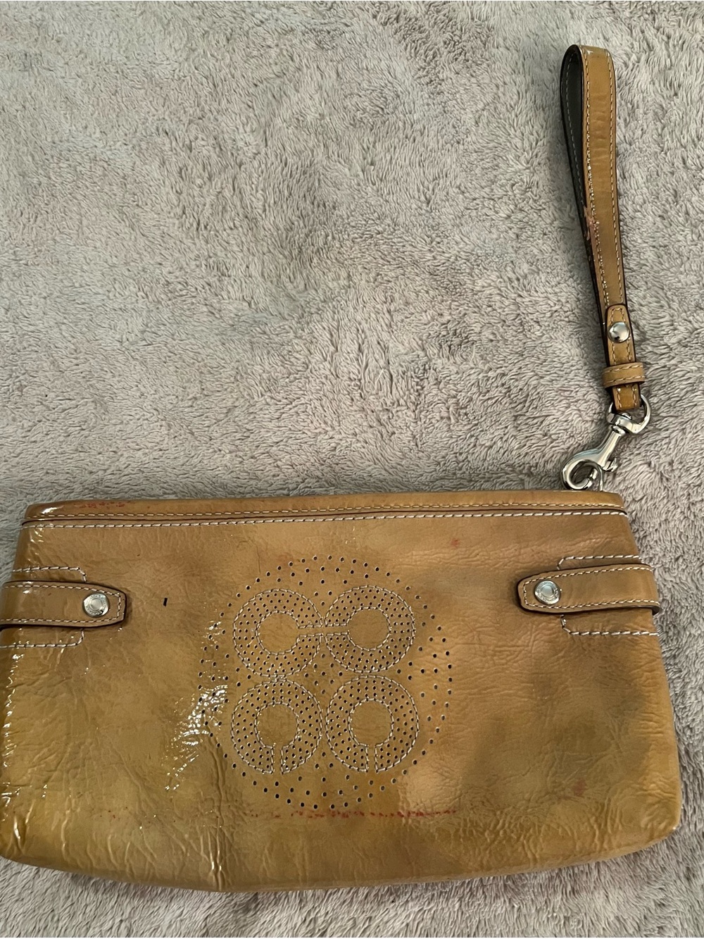Coach Audrey Patent Leather Perforated Logo Wristlet